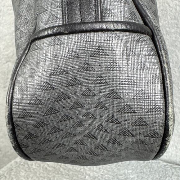 Vintage 80’s Liz Claiborne Signature Purse Crossbody Gray Black Monogram PVC - Picture 8 of 11